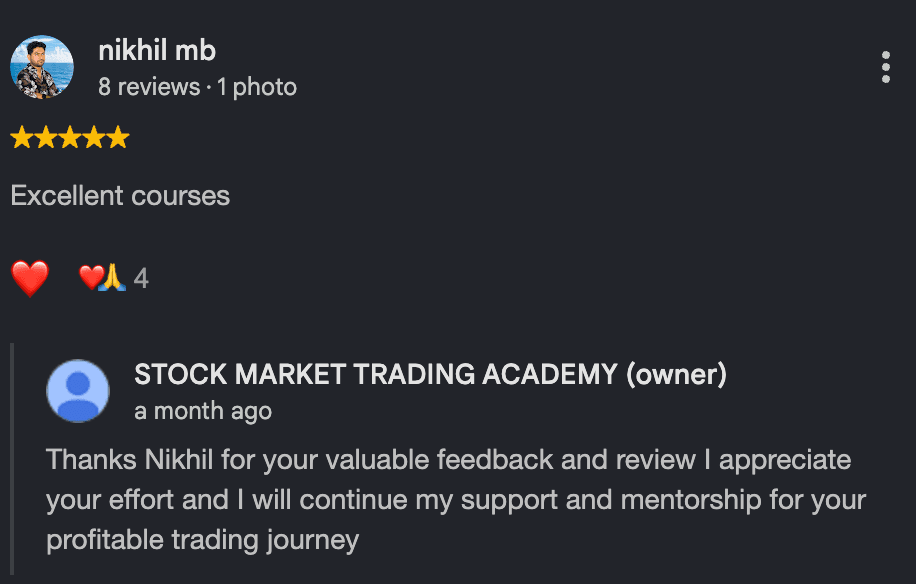 Google review by Nikhil MB