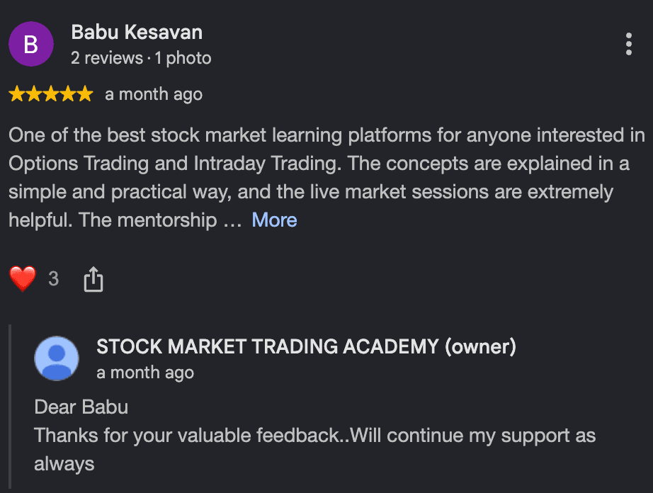 Google review by Babu Kesavan