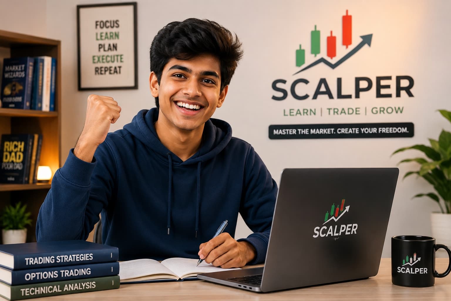 A confident trader with a clear trading strategy and process